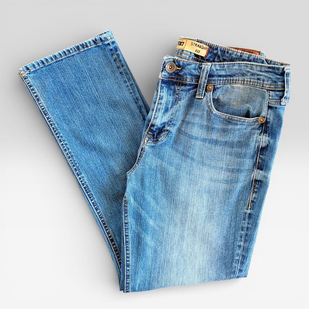 SEVEN7 Men's W34 L29 (Tag L30) Straight Fit Jeans Medium Vintage Wash Stretch